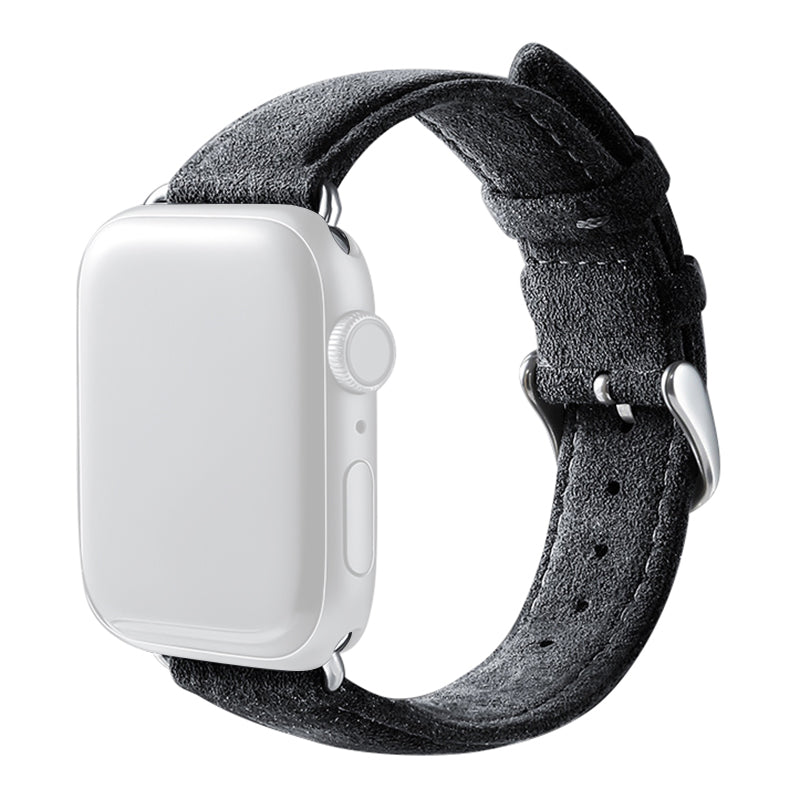 For Apple Watch Ultra 49mm / Series 8 7 45mm / Series 6 5 4 SE SE (2022) 44mm / Series 3 2 1 42mm Watch Band Suede Leather Watch Strap - Dark Grey