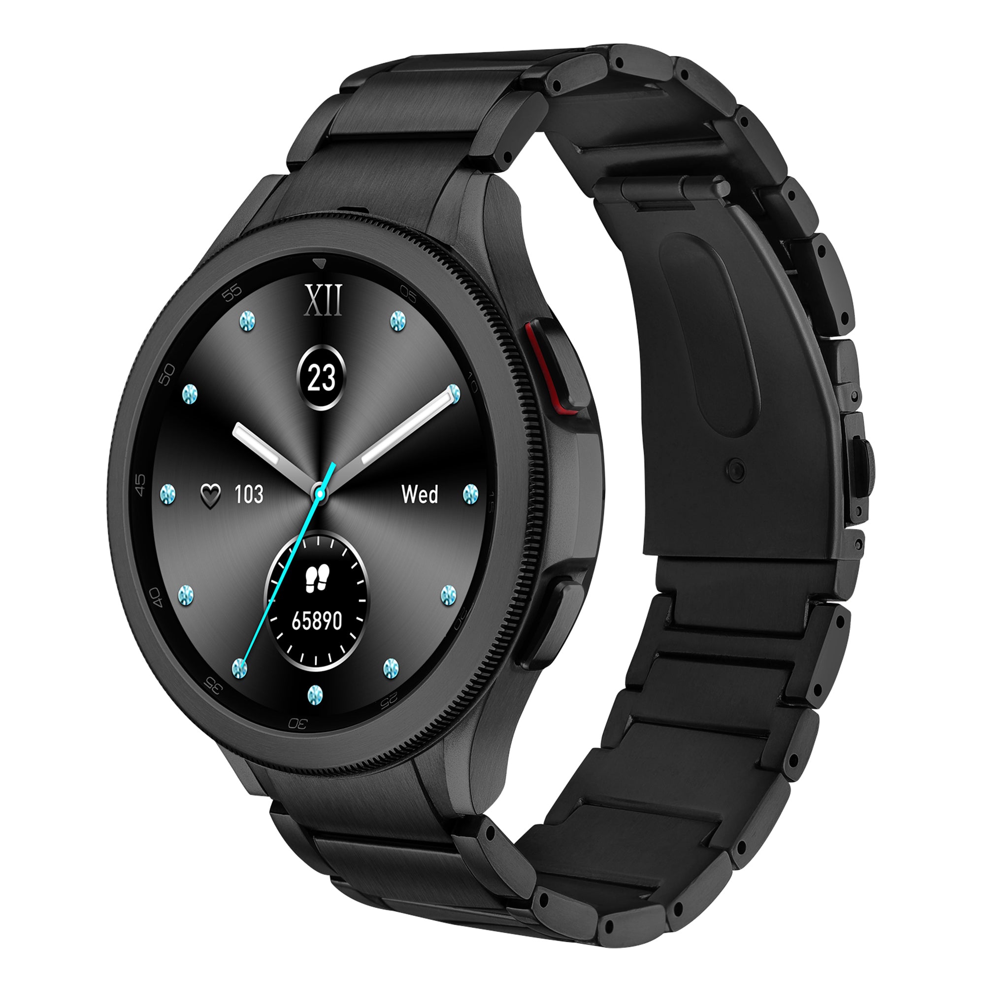 for Samsung Galaxy Watch6 40mm 44mm / Watch6 Classic 43mm 47mm / Watch 5 40mm 44mm / Watch4 40mm 44mm Shockproof Titanium Alloy Smartwatch Strap - Black