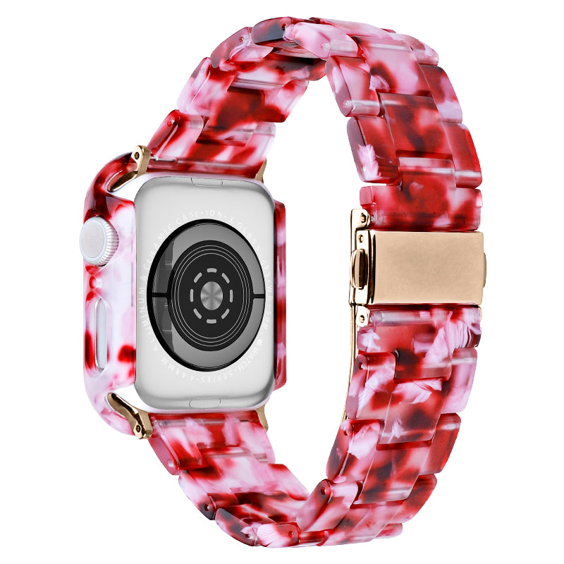 Resin Watch Strap Set with Case Cover for Apple Watch Ultra 49mm Replacement Watch Band - Peach - UNIQBUY