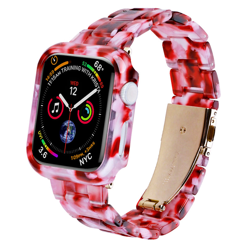 Resin Watch Strap Set with Case Cover for Apple Watch Ultra 49mm Replacement Watch Band - Peach - UNIQBUY