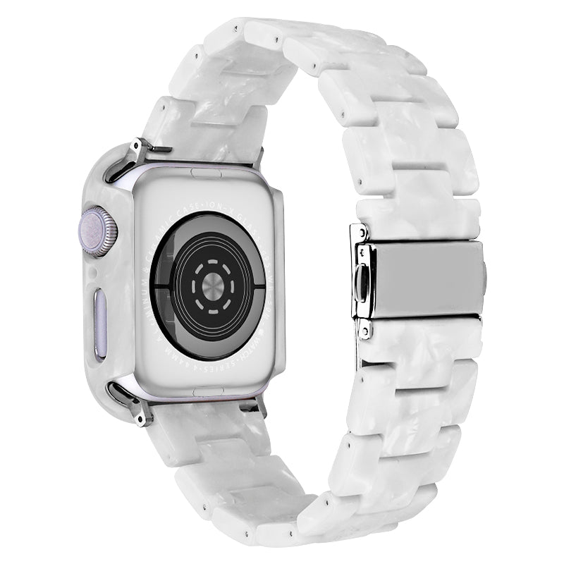 Resin Watch Strap Set with Case Cover for Apple Watch Ultra 49mm Replacement Watch Band - Pearl White - UNIQBUY