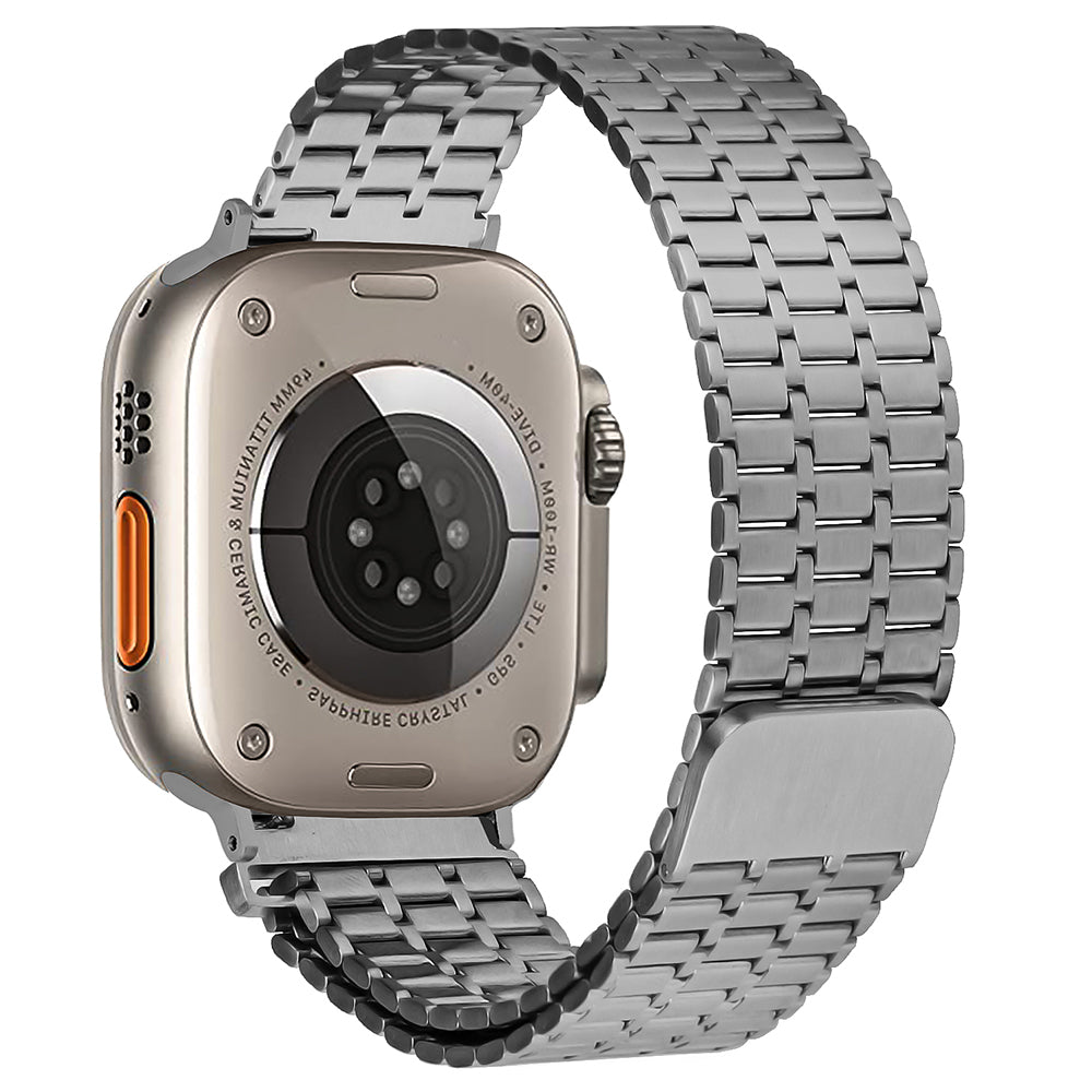 For Apple Watch Ultra 49mm / Series 8 7 45mm / 6 5 4 SE SE (2022) 44mm / 3 2 1 42mm Magnetic Watch Strap 316L Stainless Steel Wristband - Titanium Color - UNIQBUY