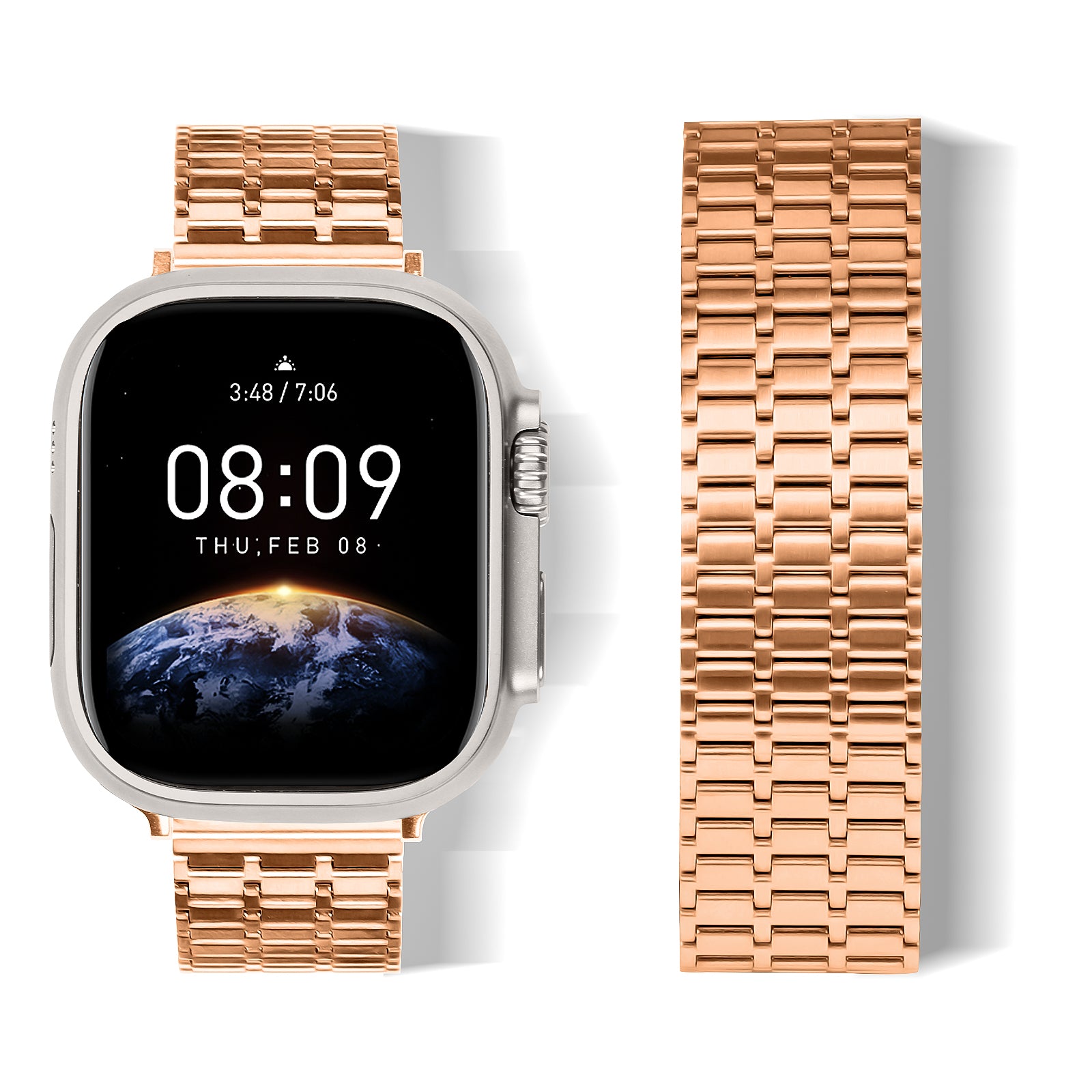 For Apple Watch Series 8 7 41mm / 6 5 4 SE SE (2022) 40mm / 3 2 1 38mm Watch Band 316L Stainless Steel Magnetic Wrist Strap - Rose Gold - UNIQBUY