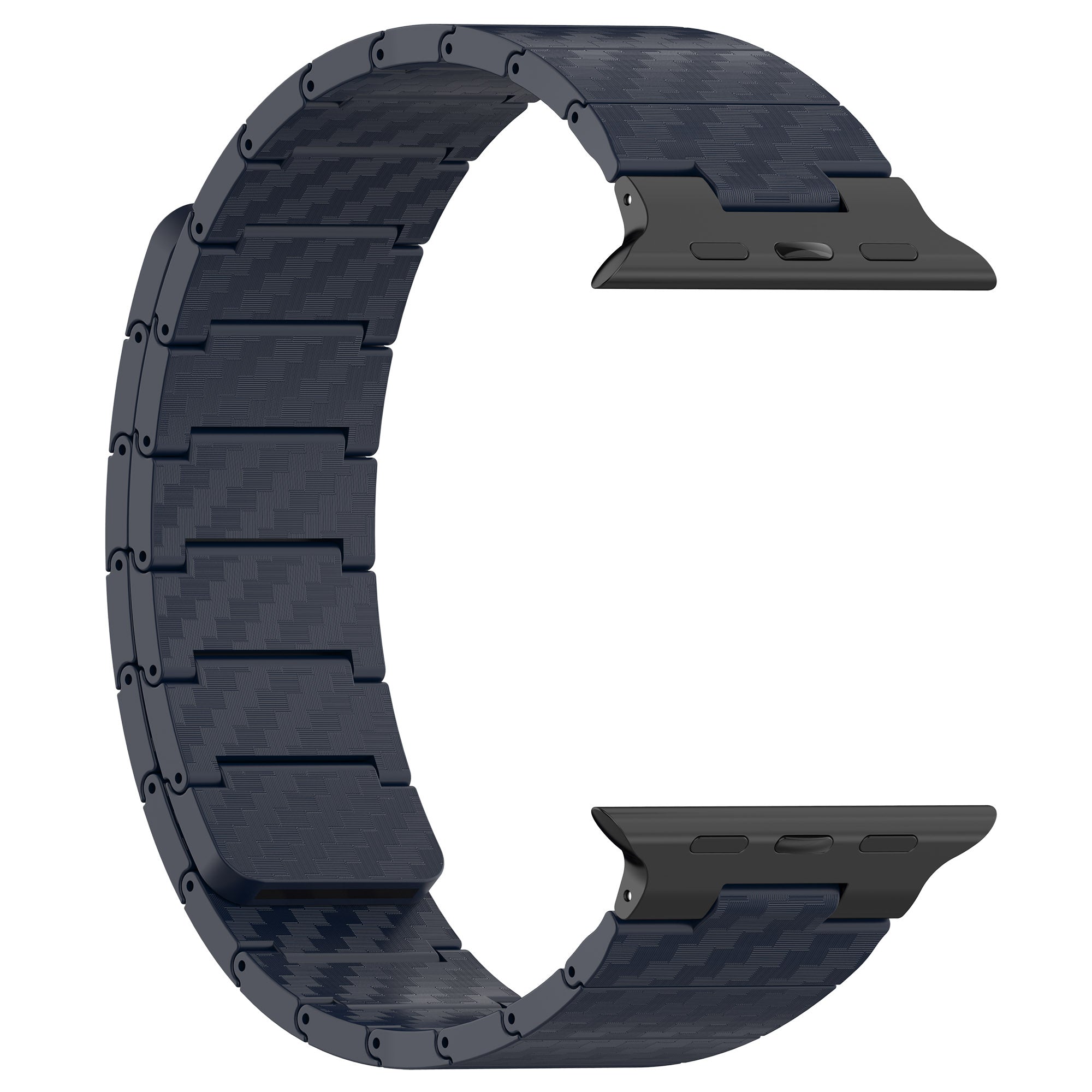 Magnetic Watch Band for Apple Watch Ultra 49mm / Series 8 7 45mm / Series 6 5 4 SE (2022) SE 44mm / Series 3 2 1 42mm , AW Carbon Fiber Texture PC Strap - Midnight Blue - UNIQBUY