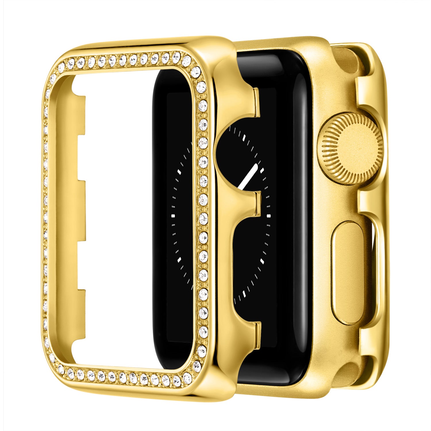 Shiny Rhinestone Aluminum Alloy Protective Case Cover for Apple Watch Series 4 / 5 / 6 44mm / SE 44mm / SE (2022) 44mm - Gold