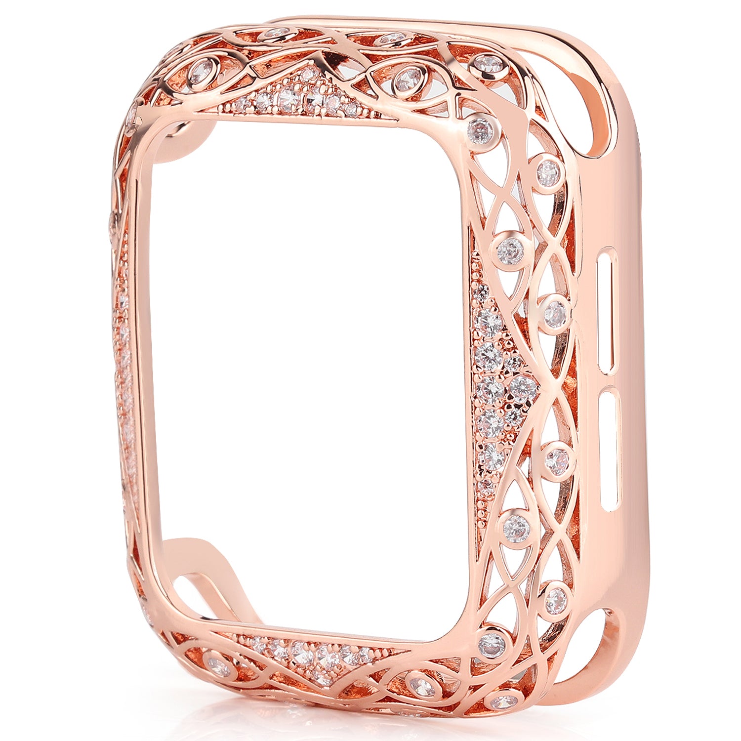 Hollow-out Zircon Decor Anti-fall Copper Watch Case Cover for Apple Watch SE / SE (2022) 40mm / Series 6 / 5 / 4 40mm - Pink - UNIQBUY