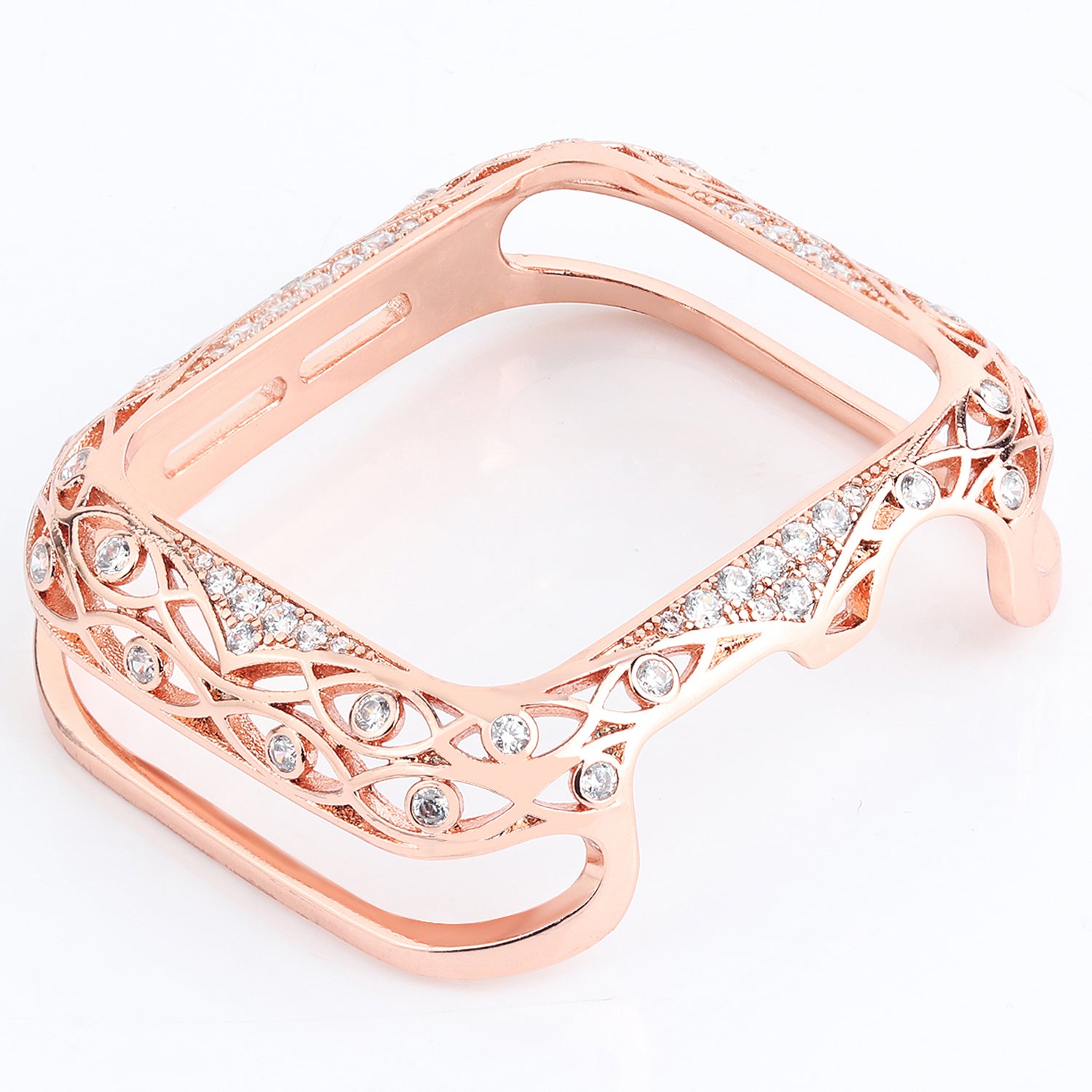 Hollow-out Zircon Decor Anti-fall Copper Watch Case Cover for Apple Watch SE / SE (2022) 40mm / Series 6 / 5 / 4 40mm - Pink - UNIQBUY