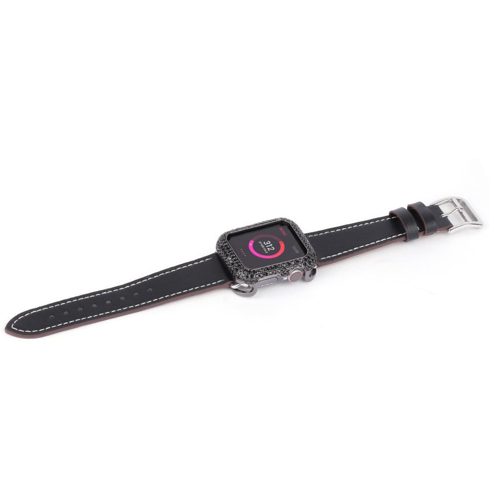 Zircon Decor Scratch-resistant Copper Watch Case Protective Cover for Apple Watch SE / SE (2022) 40mm / Series 6 / 5 / 4 40mm - Black