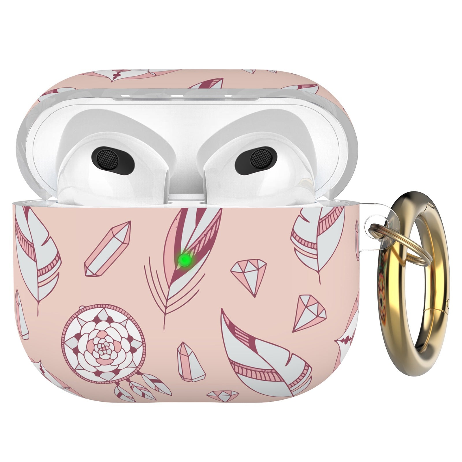 AHASTYLE PT142-3 for Apple AirPods 3 Anti-drop Earphone Case Pattern Printing Earbud Charging Box Two-Piece Design TPU Cover with Carabiner - Wind Chime