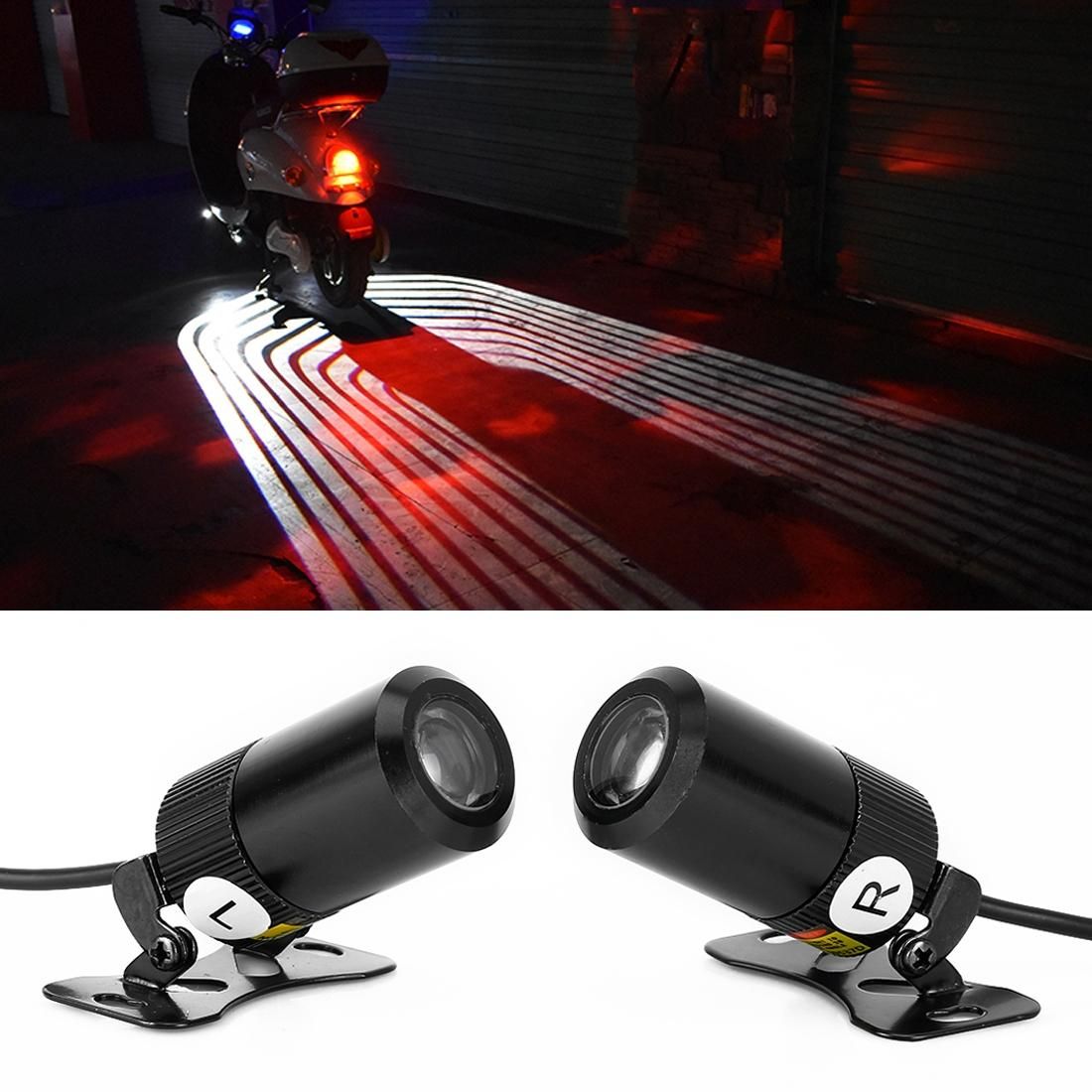 2 PCS DC 8-36V 3W Motorcycle LED Projection Lamp Light, Cable Length: 2.4m (White Light)