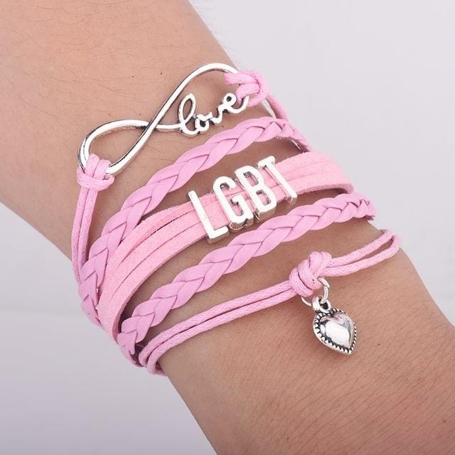 LGBT Words Rainbow Bracelet (Pink)