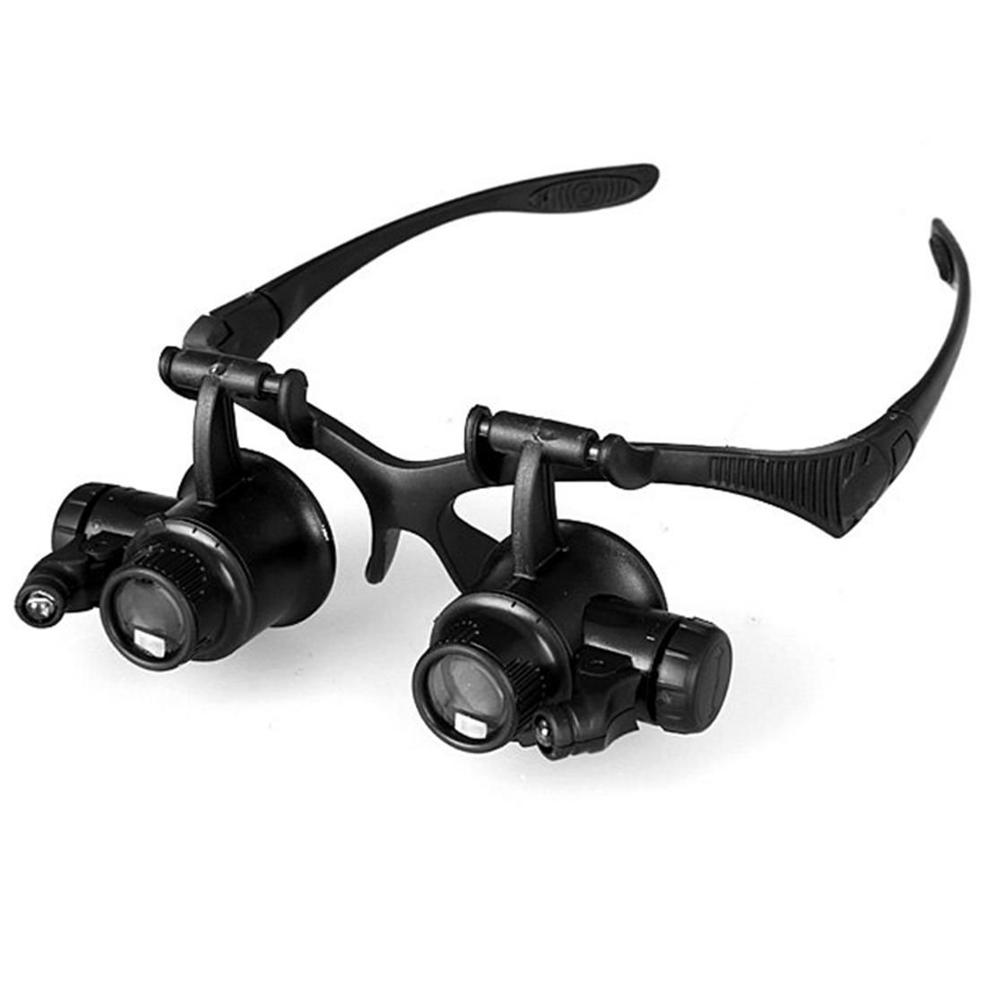10X 15X 20X 25X Double Eye Glasses Lens Jeweler Watch Repair Head Magnifier with 2 LED Lights