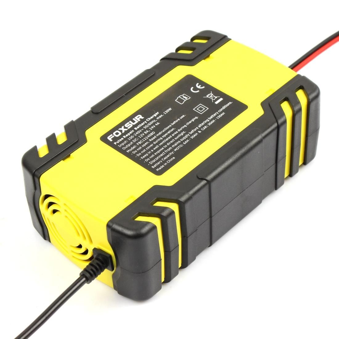 FOXSUR 12V-24V Car Motorcycle Truck Repair Battery Charger AGM Charger, UK Plug (Style1)