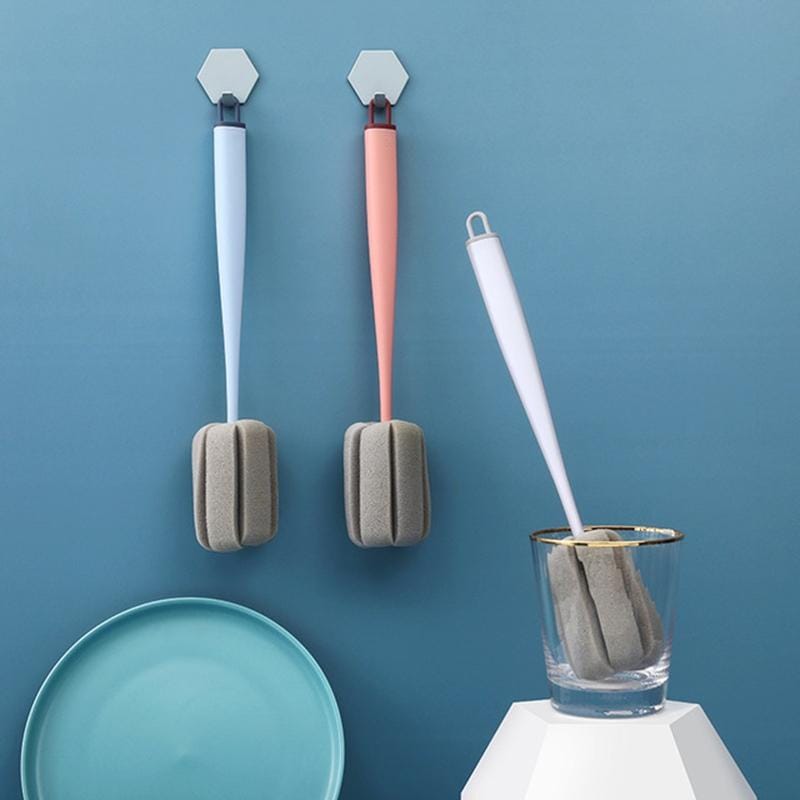 Vertical Simple Hanging Sponge Cup Brush Household Milk Bottle Cleaning Brush (Blue)