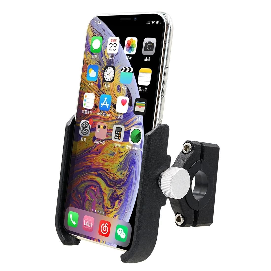 Motorcycle Aluminium Alloy Pressure Casting Mobile Phone Holder Bracket, Handlebar Version (Silver)