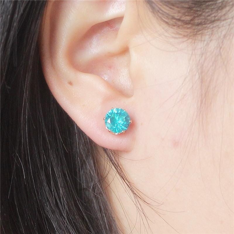 5 PCS Women Fashion Crystal Stud Imitation Zircon Earrings (White-Gold)