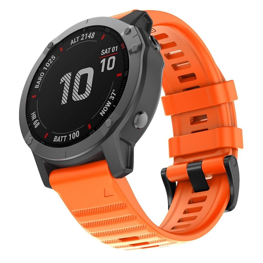 For Garmin Fenix 6X 26mm Silicone Smart Watch Replacement Strap Wristband (Orange)