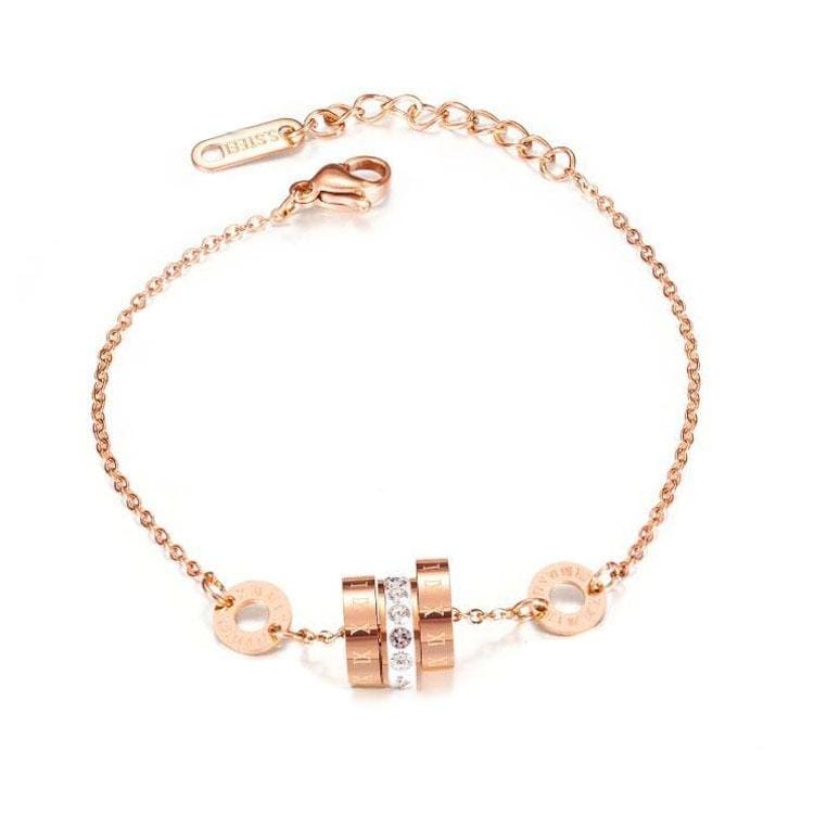 OPK 1065 Numerals Diamonds Girlfriends Bracelet  Titanium Steel Bracelet (Rose Gold)