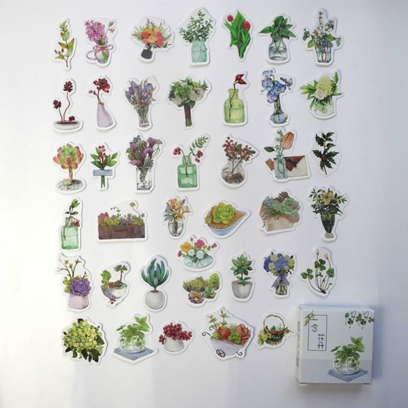 2 PCS Time Wheel Account Material Decoration Sticker Boxed DIY Color Cute Print Hand Account Diary Small Fresh Memo Pad (A Flower Blossoming)