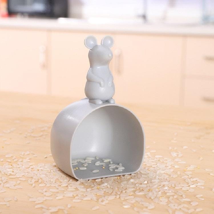 Cute Mouse Shape Household Plastic Large-capacity Flour and Cereal Grain Measuring Rice Spoon (Dark Gray)