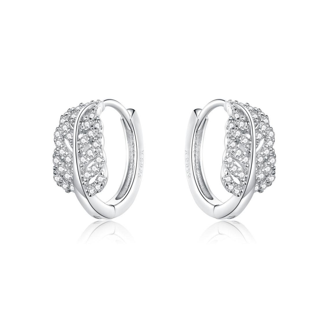 Sterling Silver Feather Earrings Personalized Zircon Earrings