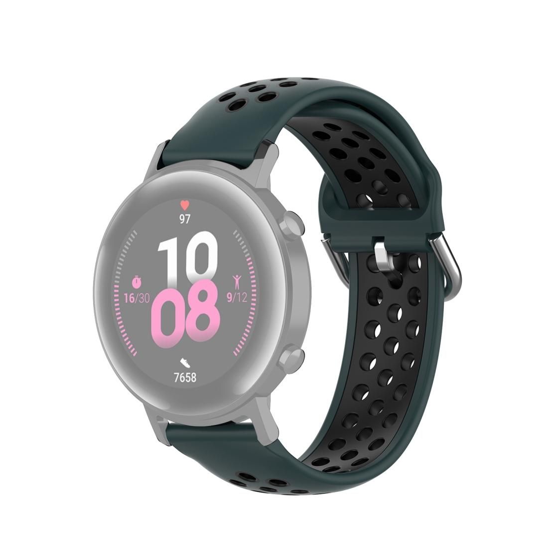 20mm Universal Sports Two Colors Silicone Replacement Strap Watchband (Cyan Blue Black)