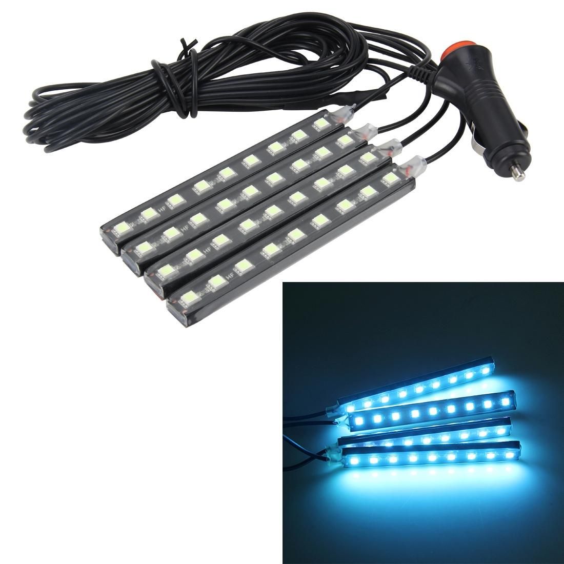 4 in 1 4.5W 36 SMD-5050-LEDs RGB Car Interior Floor Decoration Atmosphere Neon Light Lamp, DC 12V (Ice Blue Light)