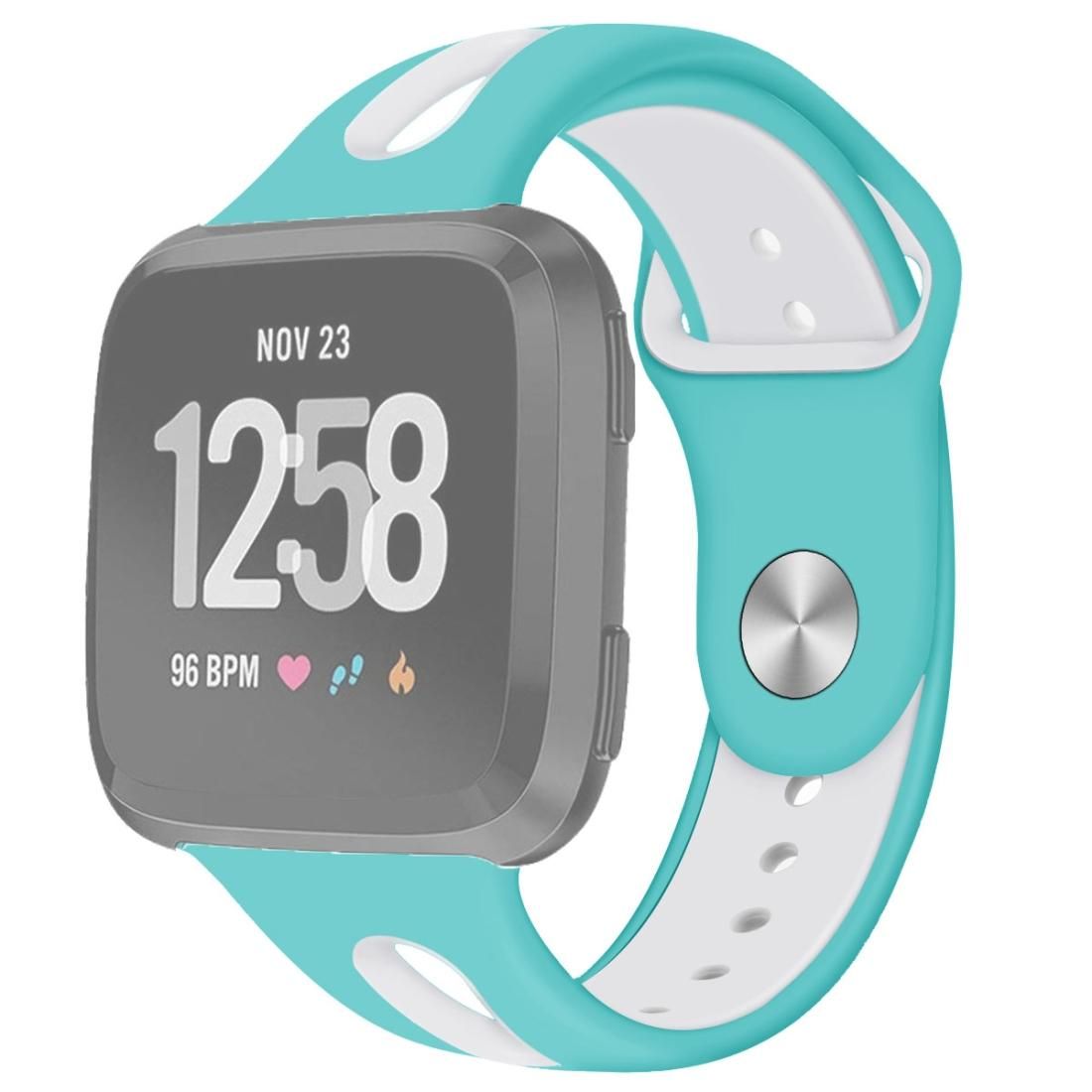 For Fitbit Versa 2 / Fitbit Versa / Fitbit Versa Lite Two Colors Silicone Replacement Strap Watchband, Size:L (Duck White)