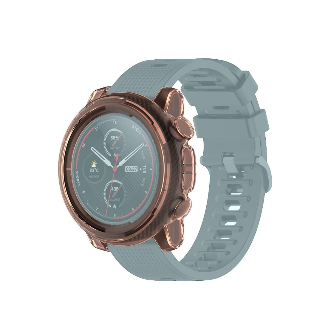 For Amazfit 3 Transparent TPU Silicone Watch Case (Transparent Orange)