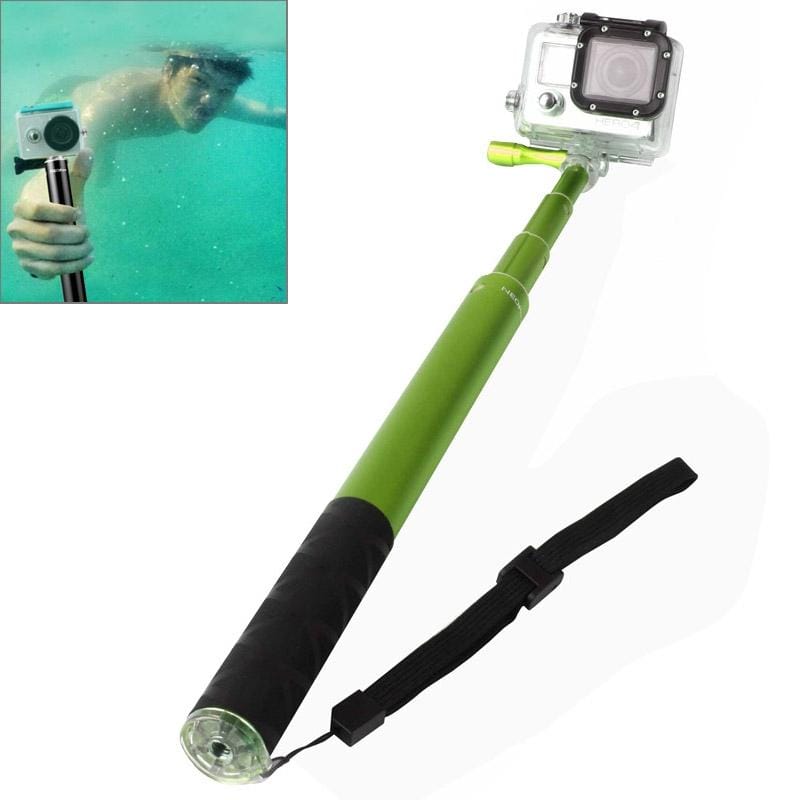 Extendable Self-portrait Waterproof Aluminum Alloy Handheld Monopod with Tripod Mount Adapter + Screw for GoPro HERO5 Session /5 /4 Session /4 /3+ /3 /2 /1, Xiaoyi Sport Cameras, Full Length Max: 100cm (Green)