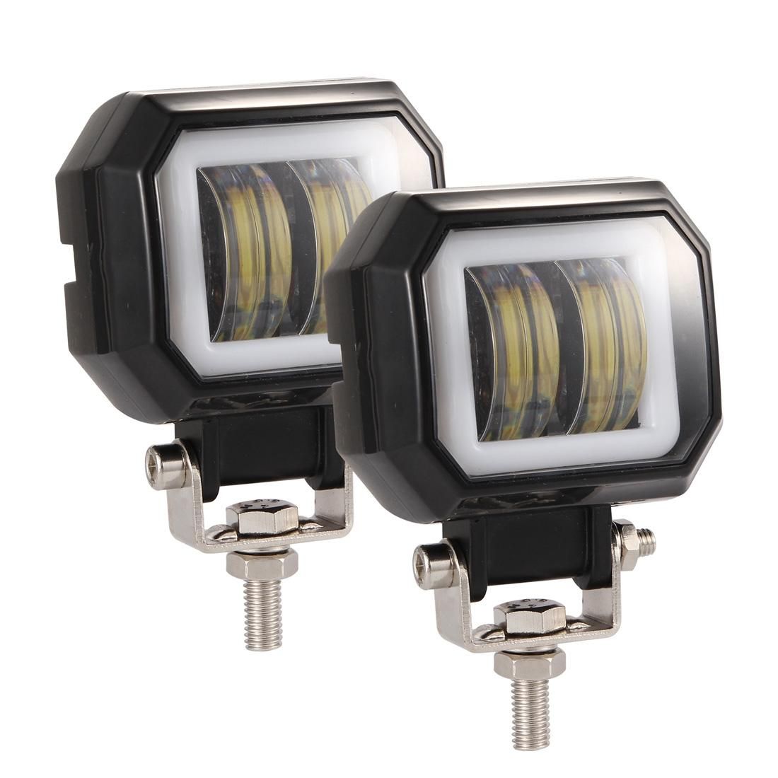 2 PCS 3 inch 27W 2500LM 6000K DC 10-80V IP68 Motorcycles Square Shape LED Spotlight Angel Eye Work Lights