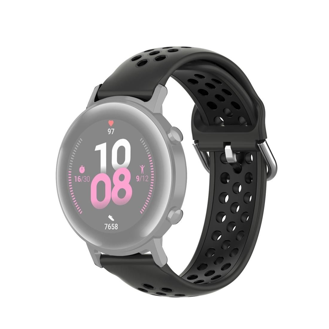 20mm Universal Sports Two Colors Silicone Replacement Strap Watchband (Coal Black + Black)
