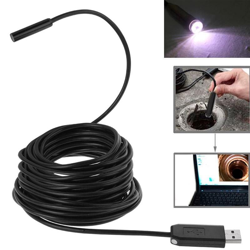 Waterproof USB Endoscope Inspection Camera with 6 LED, Length: 15m, Lens Diameter: 9mm (Black)