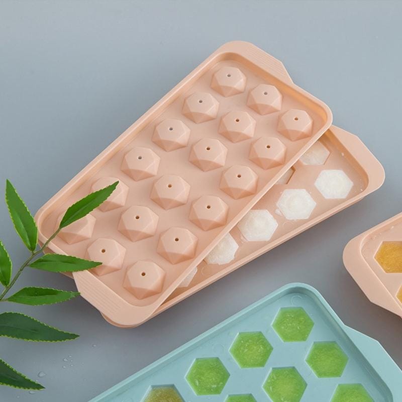 Household DIY Diamond Ice Cube Refrigerator Homemade Plastic Ice Cube Mold Ice Box (Blue)