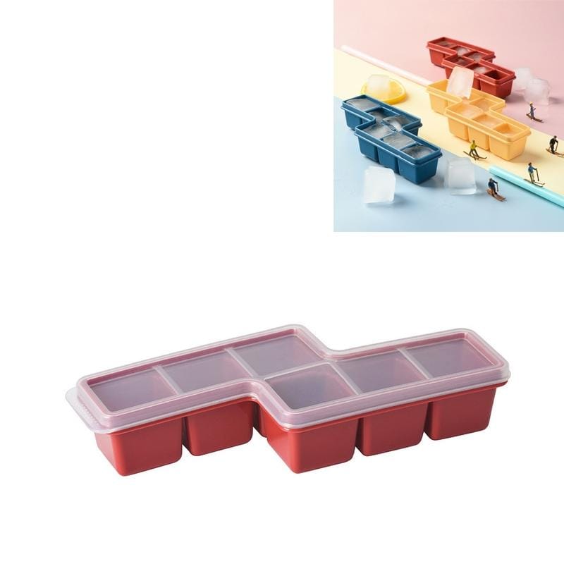 Homemade Building Blocks Style Ice Lattice Mini Creative Silicone Frozen Ice Cube Mould (Red)