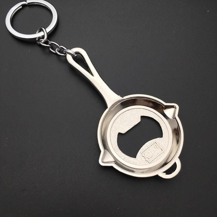 2 PCS Pan Bottle Opener Key Chain Car Bag Pendant (Silver)