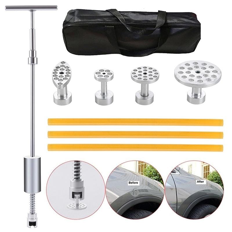 7 PCS Auto Repair Body Tool Kit PDR Dent Paintless Repair Tools Dent Puller T Bar Slide Hammer Reverse Hammer for Dent