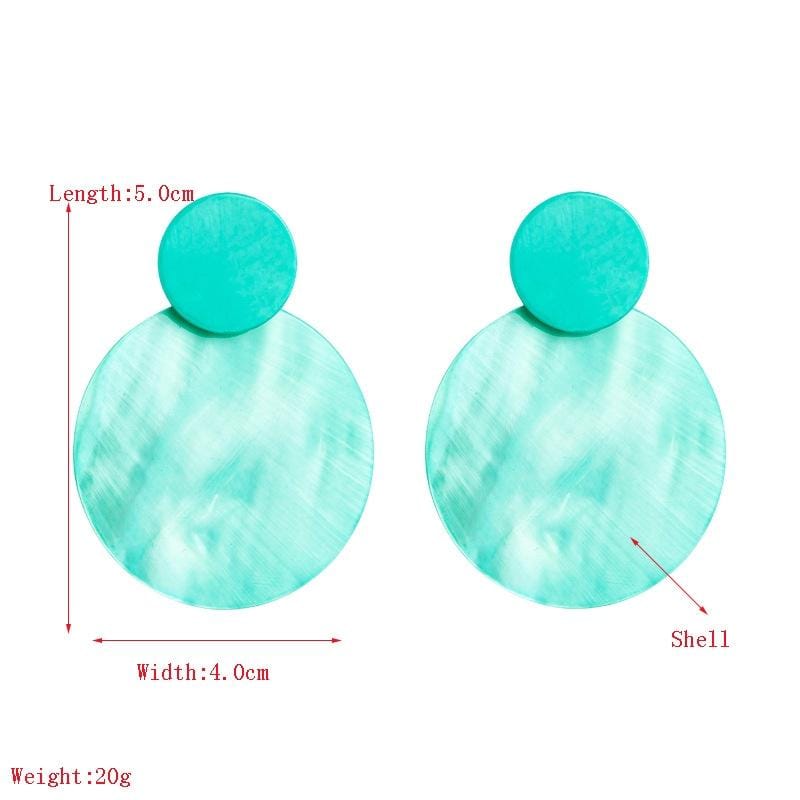3 Pairs Geometric Round Natural Shell Earrings (Lake Blue)