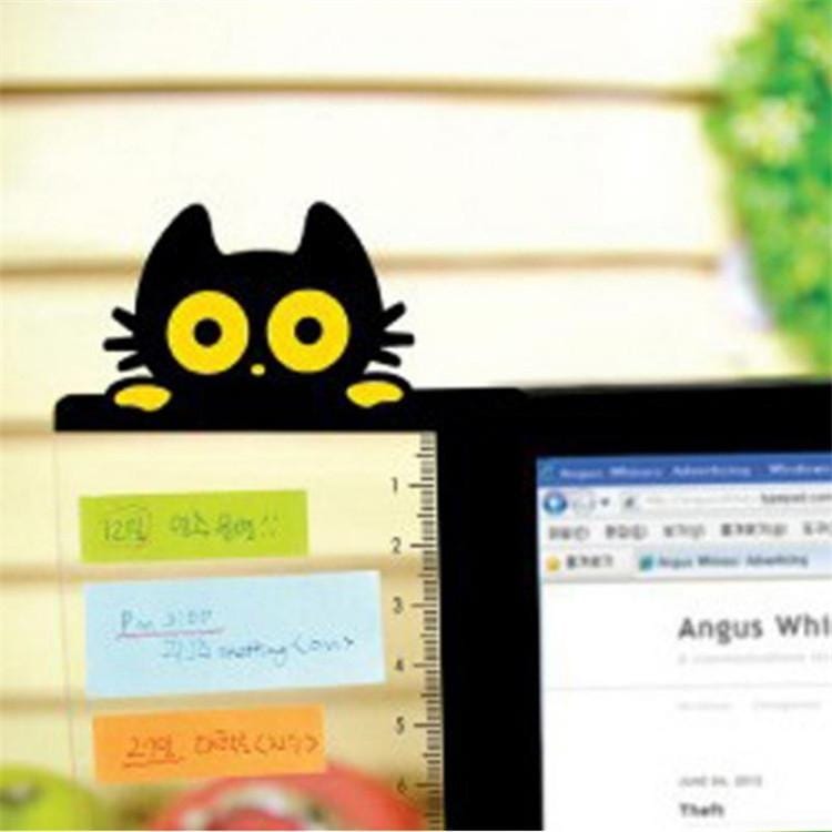 Computer Monitor Side Board Message Board With Convenient Ruler, Position:Monitor Left (Cat Lying Down)
