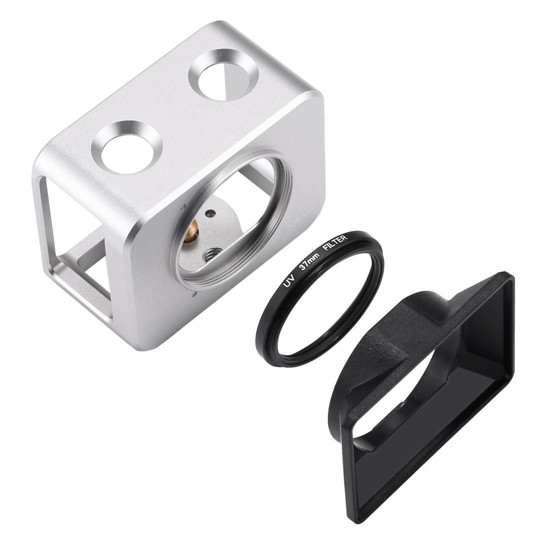 PULUZ for Sony RX0 Aluminum Alloy Protective Cage + 37mm UV Filter Lens + Lens Sunshade with Screws and Screwdrivers (Silver)