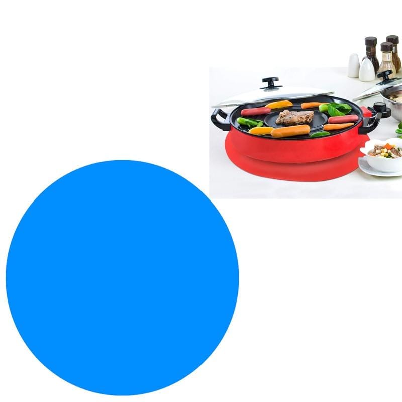 3 PCS 12 Inch Food Grade Silicone Microwave Oven Mat Round Silicone Placemat Non-Slip Insulation Mat (Blue)