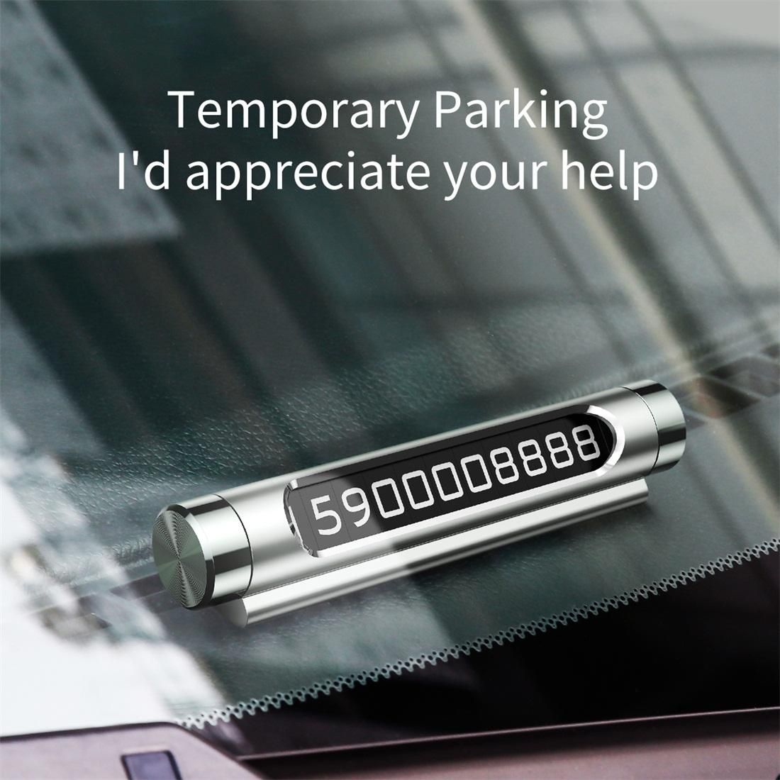 Baseus All-metal Car Temporary Parking Number Plate Parking Card, Double Number Version (Silver)