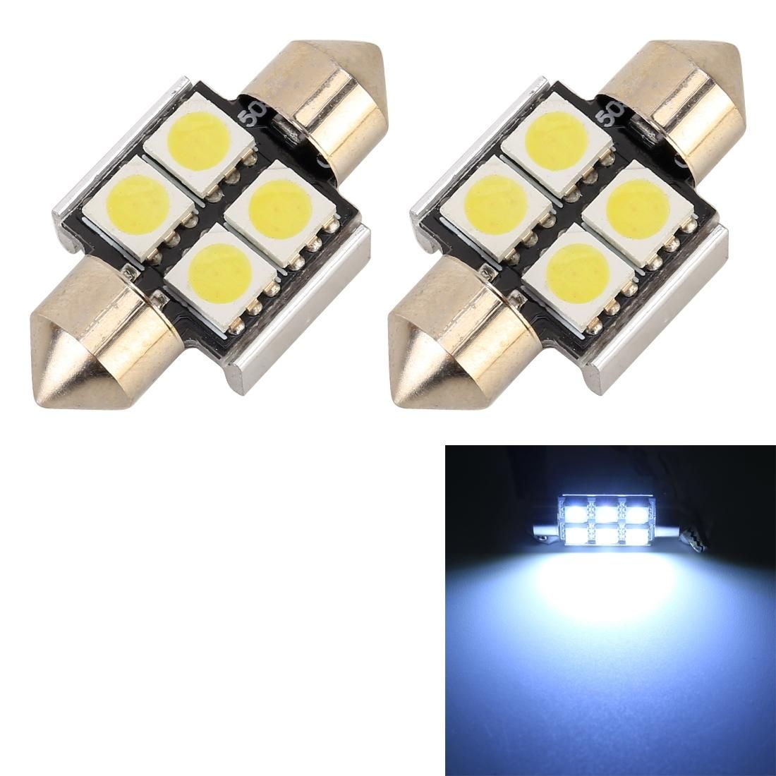 10 PCS 31mm DC12V / 2W / 7000K / 80LM 4LEDs SMD-5050 Car Reading Lamp (White Light)