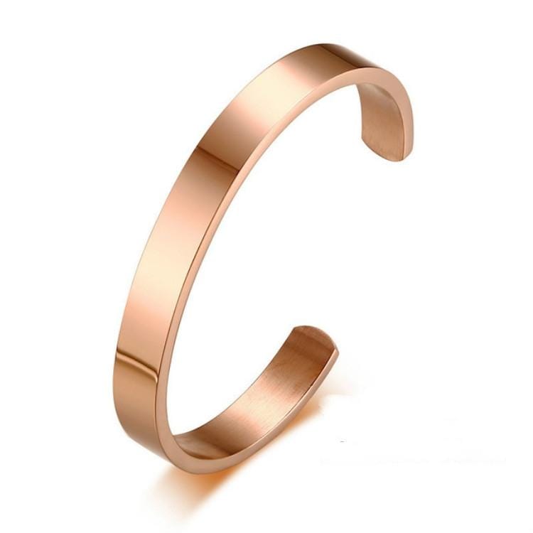 8mm Width Women Men Stainless Steel Surface Bracelet Bangle (Black)