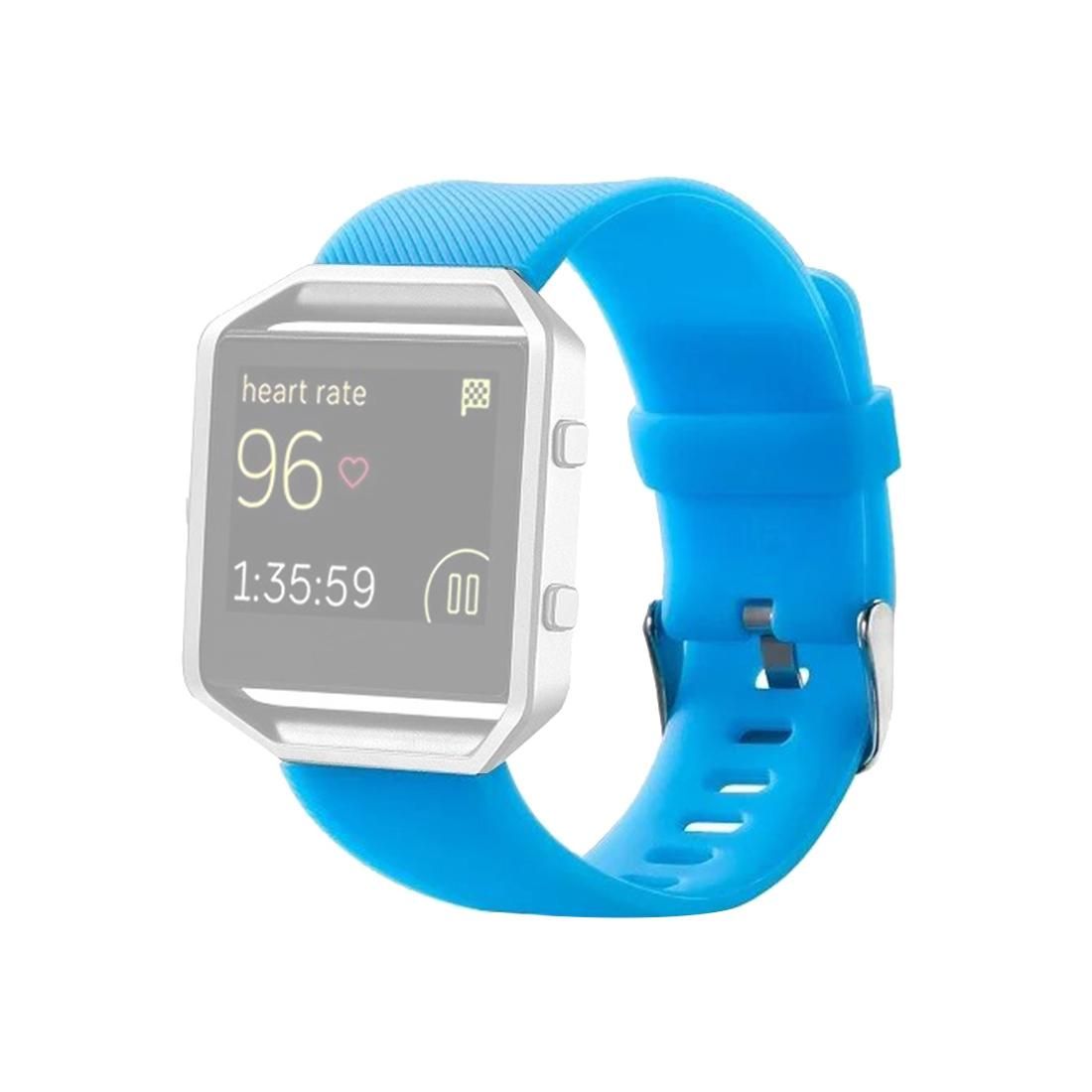 For Fitbit Blaze Watch Oblique Texture Silicone Watchband, Small Size, Length: 14-17cm (Blue)