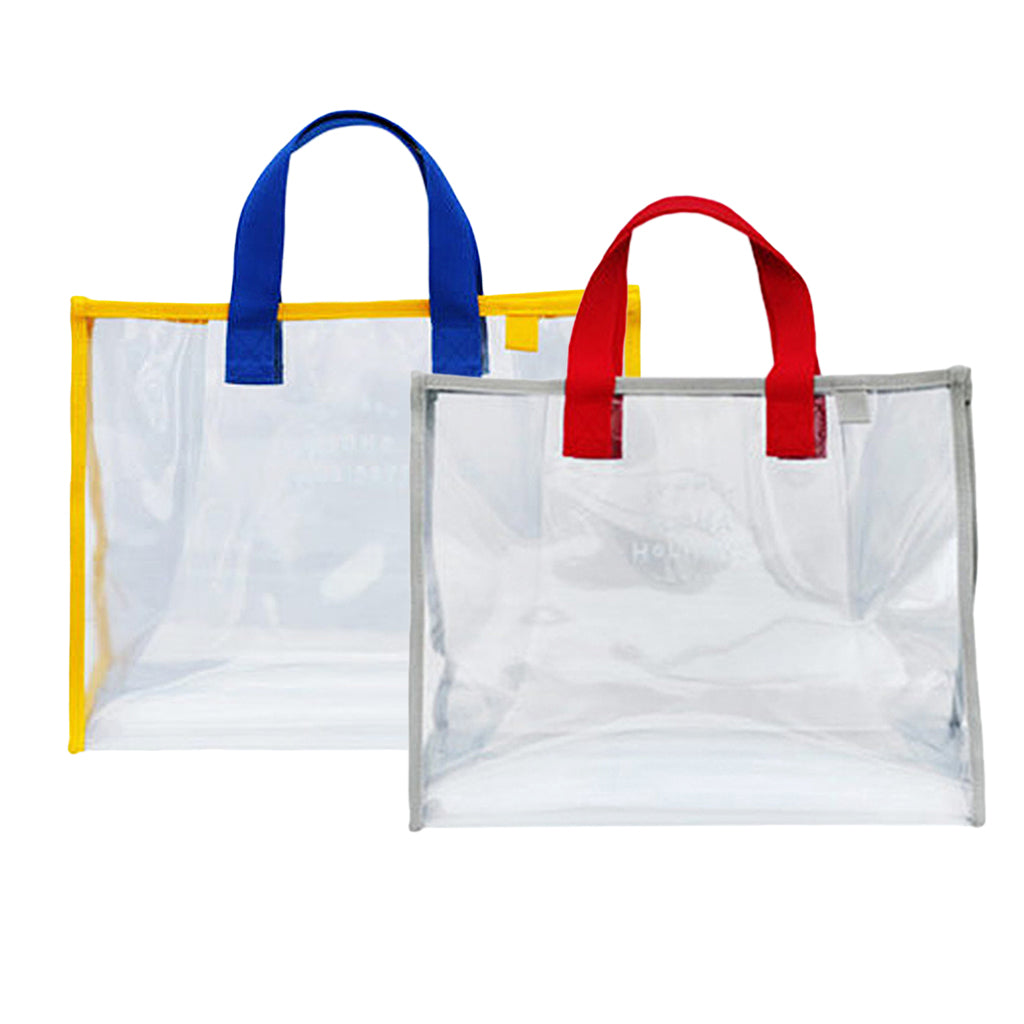 Clear Work Tote Shoulder Summer Beach Bag Purse Security Transparent  Red