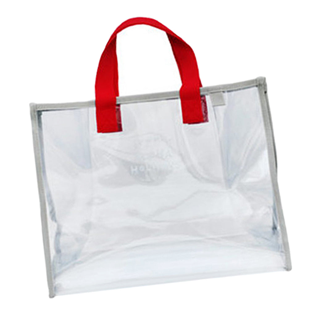 Clear Work Tote Shoulder Summer Beach Bag Purse Security Transparent  Red