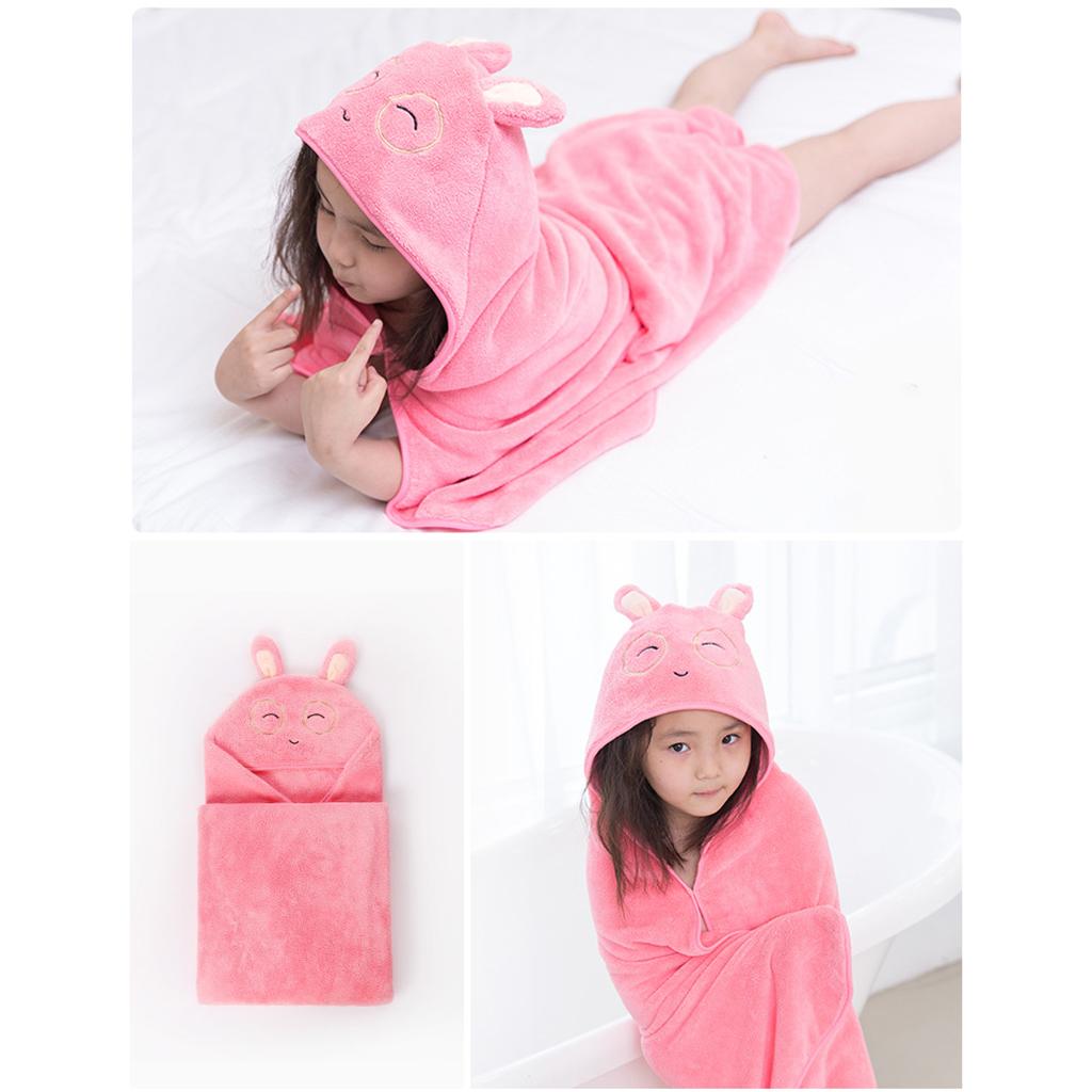 Cute Baby Kid's Hooded Bathrobe Toddler Boy Girls Bath Towel Rabbit Pink