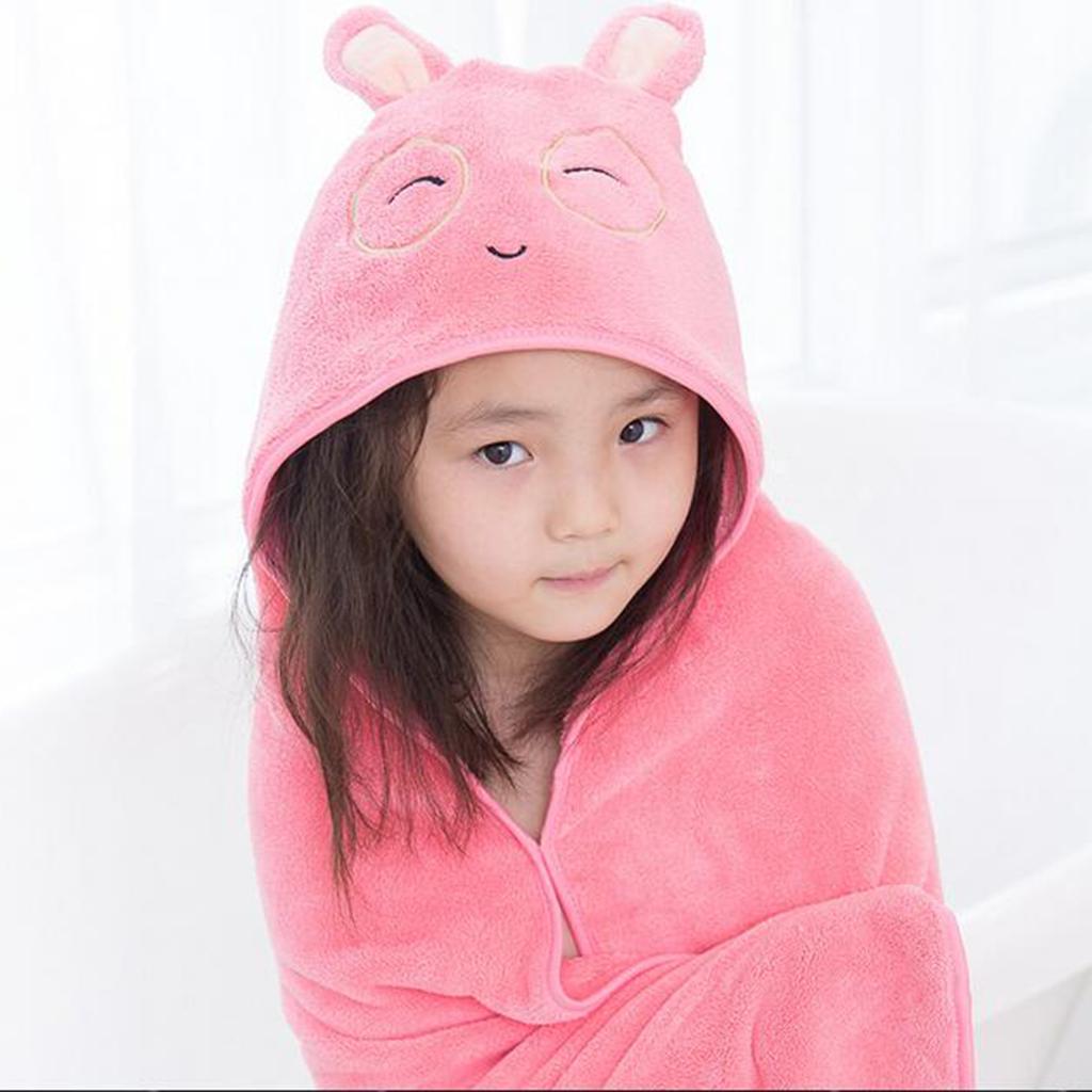 Cute Baby Kid's Hooded Bathrobe Toddler Boy Girls Bath Towel Rabbit Pink