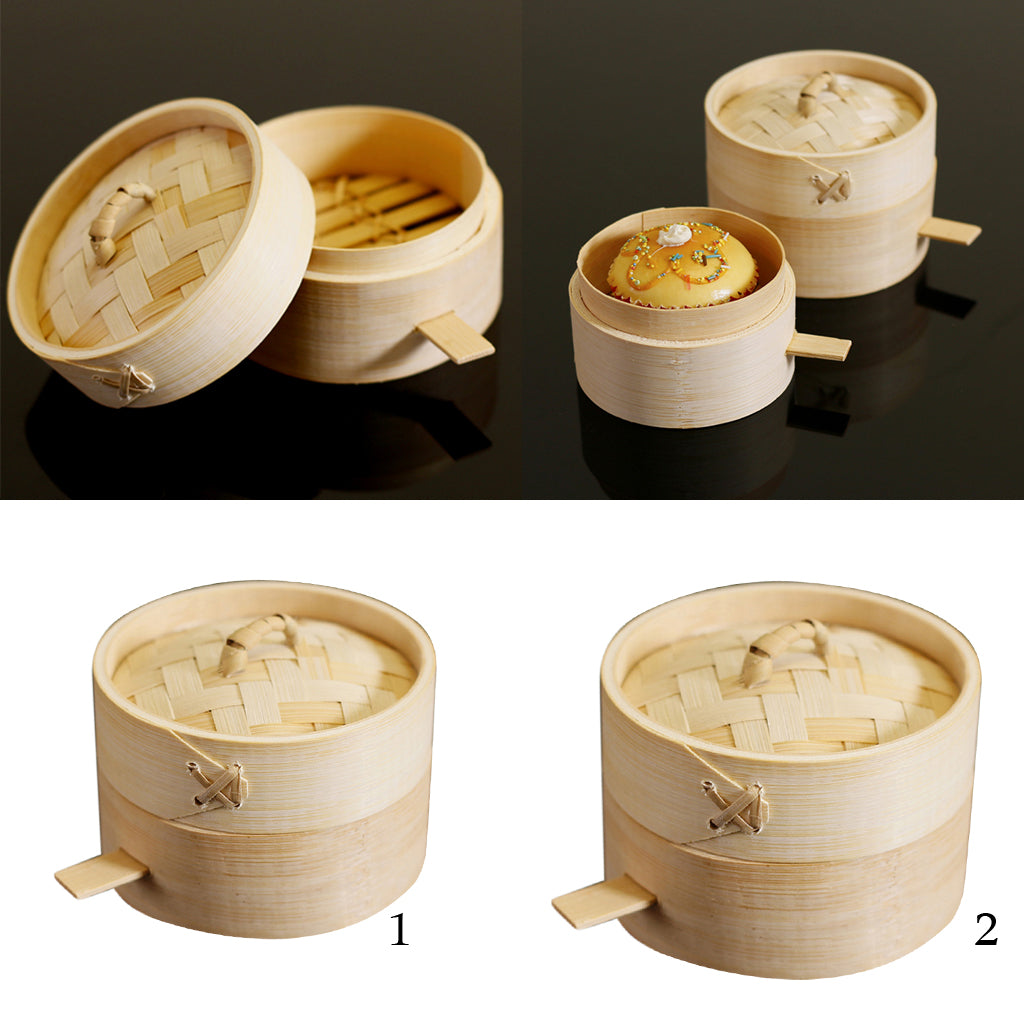 Kitchen Bamboo Steamer Basket Food Steamer for Dim Sum Dumpling 9cm